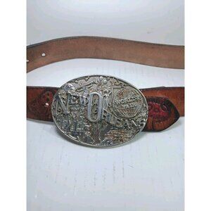 Award Design New Orleans World Fair 24K Gold & Silver plated Brass Belt Buckle